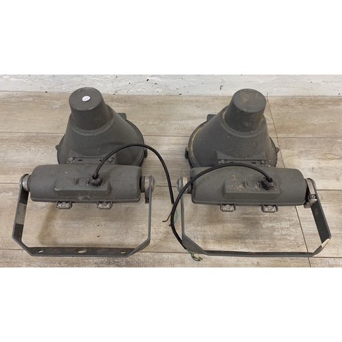 104 - A pair of Thorn grey metal floodlights - approx. 45cm high x 28cm diameter