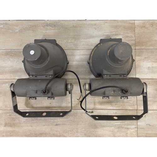 104 - A pair of Thorn grey metal floodlights - approx. 45cm high x 28cm diameter