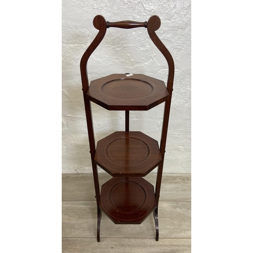 106 - Seven pieces of furniture to include Regency style mahogany and brown leather bedside cabinet, Edwar... 