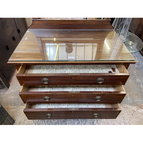 110 - An Edwardian inlaid mahogany dressing chest - approx. 138cm high x 84cm wide x 51cm deep