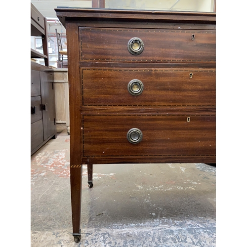 110 - An Edwardian inlaid mahogany dressing chest - approx. 138cm high x 84cm wide x 51cm deep