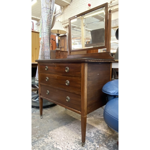 110 - An Edwardian inlaid mahogany dressing chest - approx. 138cm high x 84cm wide x 51cm deep