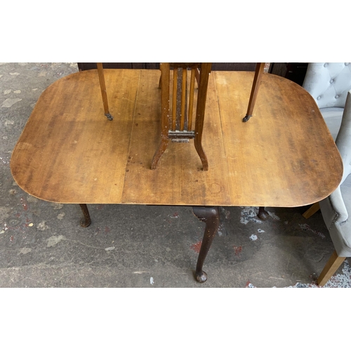 117 - Two Edwardian mahogany drop leaf tables, one Sutherland and one gate leg dining table - largest appr... 