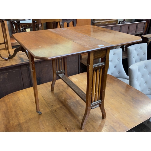 117 - Two Edwardian mahogany drop leaf tables, one Sutherland and one gate leg dining table - largest appr... 