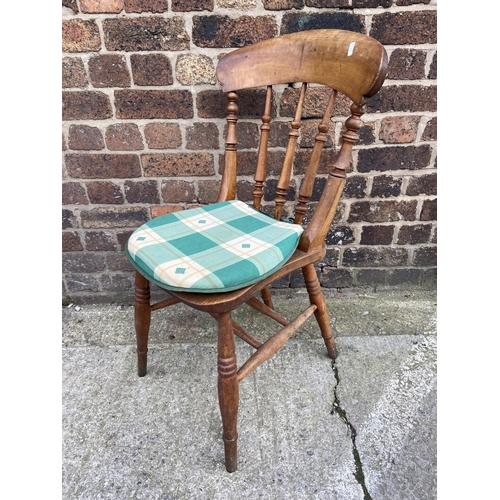 118 - Two sets of three Victorian elm and beech farmhouse dining chairs