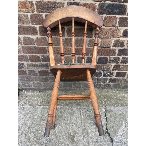 118 - Two sets of three Victorian elm and beech farmhouse dining chairs