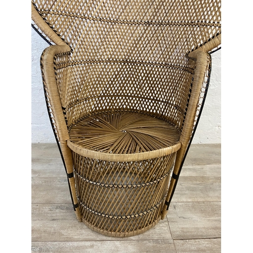 12 - A mid 20th century wicker peacock chair - approx. 134cm high x 91cm wide x 48cm deep