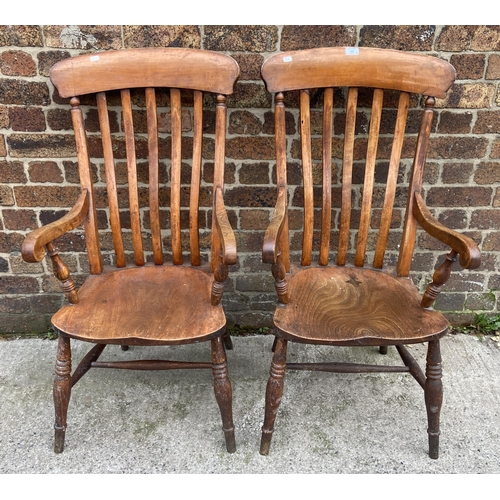 120 - Two Victorian elm and beech farmhouse armchairs