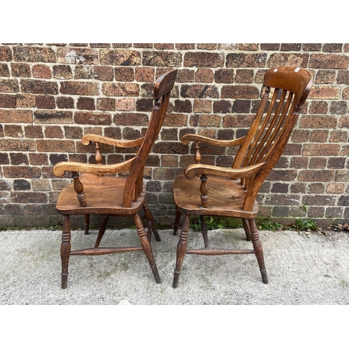 120 - Two Victorian elm and beech farmhouse armchairs