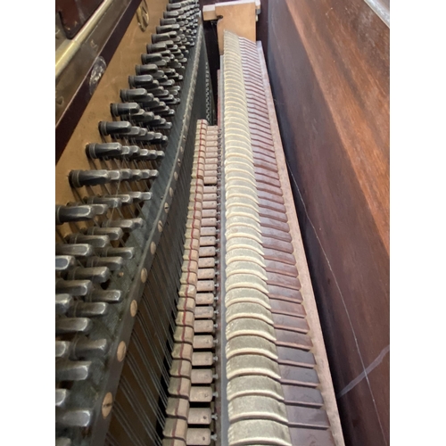 123 - An early 20th century Brinnie of London mahogany upright piano with stool - approx. 110cm high x 135... 