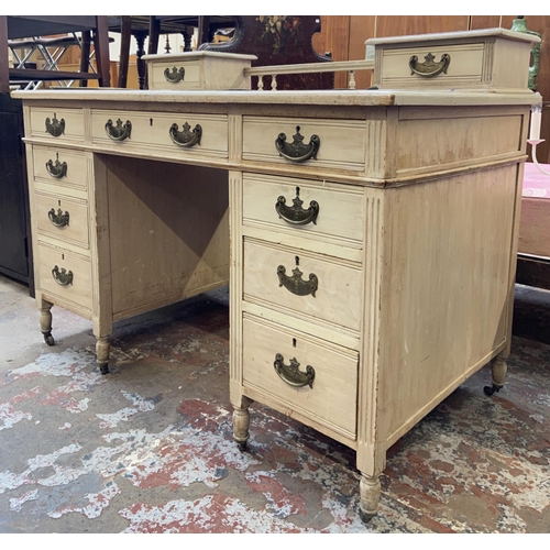 126 - A Victorian Aesthetic Movement white painted pedestal writing desk with black leather insert - appro... 