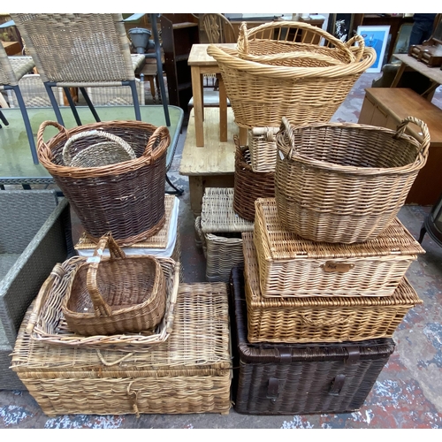 133 - Fifteen various wicker baskets