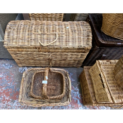 133 - Fifteen various wicker baskets