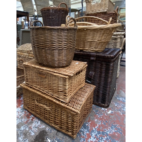 133 - Fifteen various wicker baskets