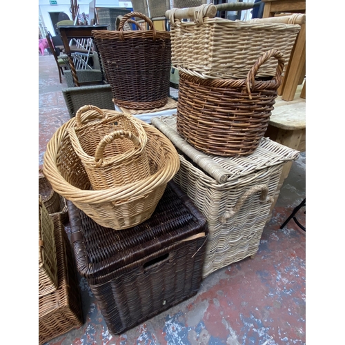 133 - Fifteen various wicker baskets