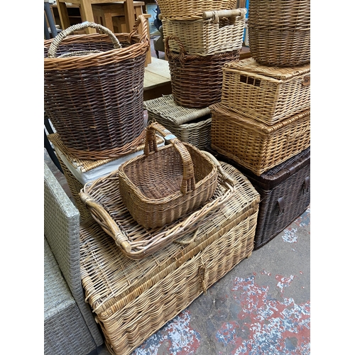 133 - Fifteen various wicker baskets