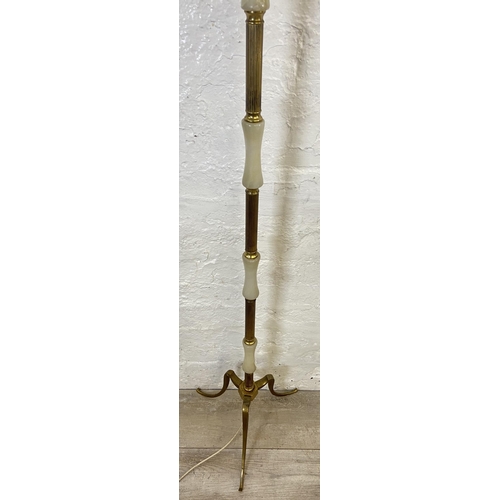 145 - Two items, one Hollywood Regency brass and smoked glass nest of two tables - approx. 46cm high x 56c... 