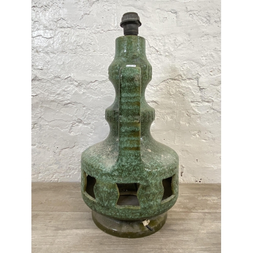 149 - A mid 20th century West German Skandesco Fat Lava pottery table lamp - approx. 55cm high