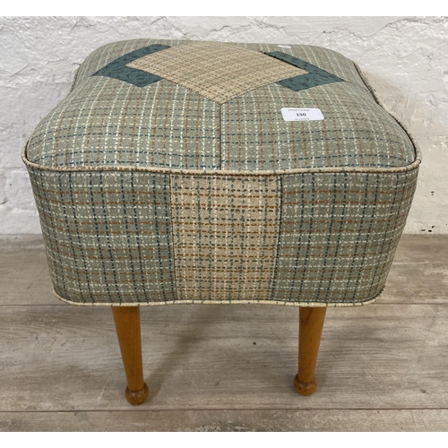 150 - A mid 20th century vinyl upholstered footstool on beech supports - approx. 40cm high x 40cm wide x 4... 