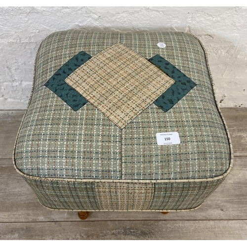 150 - A mid 20th century vinyl upholstered footstool on beech supports - approx. 40cm high x 40cm wide x 4... 