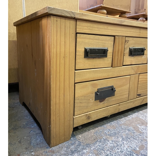 157 - A Mexican pine rectangular five drawer coffee table - approx. 46cm high x 50cm wide x 90cm deep