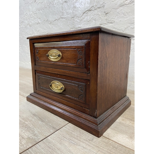 17 - A late 19th/early 20th century mahogany miniature chest of drawers - approx. 24cm high x 32cm wide x... 