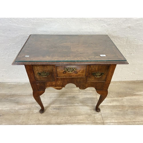 35 - An 18th century inlaid mahogany three drawer lowboy - approx. 72cm high x 79cm wide x 48cm deep