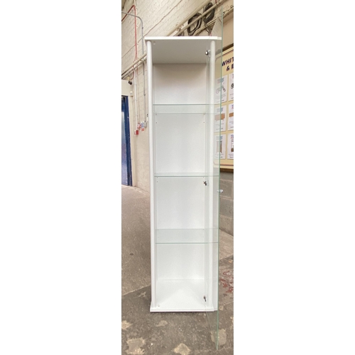 40A - A modern white laminate and glass display cabinet - approx. 171cm high x 42cm wide x 36cm deep