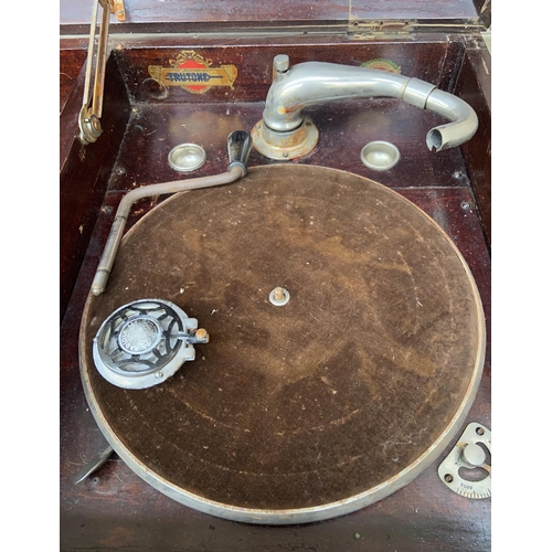 51 - An early 20th century mahogany cased Trutone gramophone fitted with Garrard motor, Trutone Radiola a... 