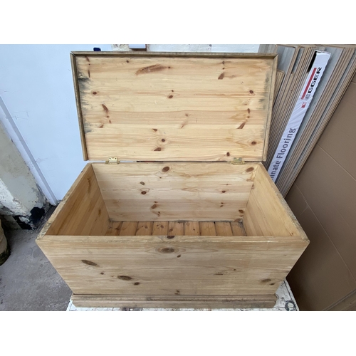 52 - Two pine blanket boxes, one Victorian style - approx. 45cm high x 80cm wide x 42cm deep and one Vict... 