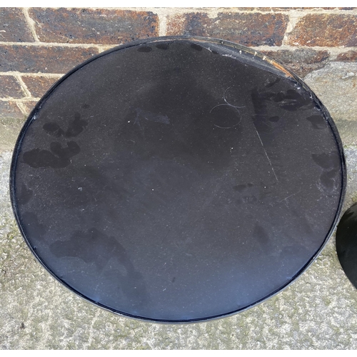 56 - A pair of modern black painted metal circular outdoor side tables - approx. 46cm high x 45cm wide