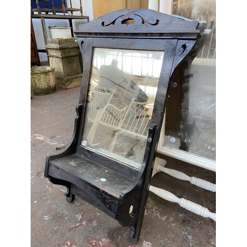 61 - Two mirrors, one Edwardian ebonised wall hanging - approx. 69cm high x 48cm wide and one modern whit... 