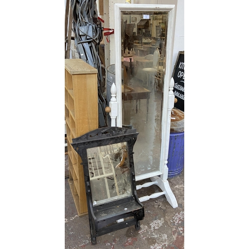 61 - Two mirrors, one Edwardian ebonised wall hanging - approx. 69cm high x 48cm wide and one modern whit... 