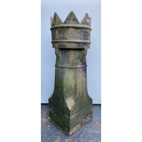 63 - A Victorian clay crown top chimney pot - approx. 90cm high