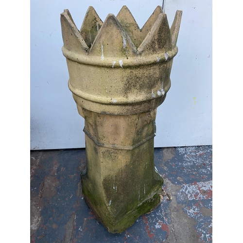 63 - A Victorian clay crown top chimney pot - approx. 90cm high