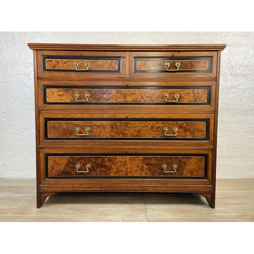 70 - A late 19th century Gillow & Co mahogany and burr walnut chest of drawers - approx. 105.5cm high x 1... 