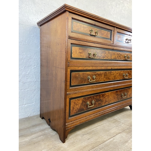 70 - A late 19th century Gillow & Co mahogany and burr walnut chest of drawers - approx. 105.5cm high x 1... 