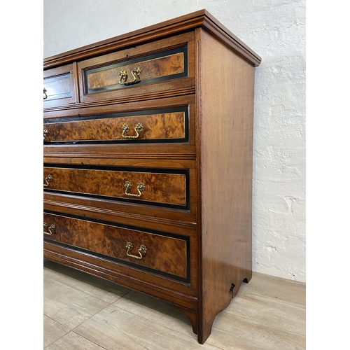 70 - A late 19th century Gillow & Co mahogany and burr walnut chest of drawers - approx. 105.5cm high x 1... 