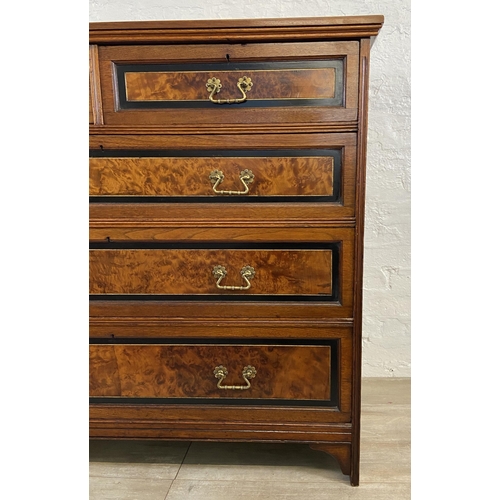 70 - A late 19th century Gillow & Co mahogany and burr walnut chest of drawers - approx. 105.5cm high x 1... 