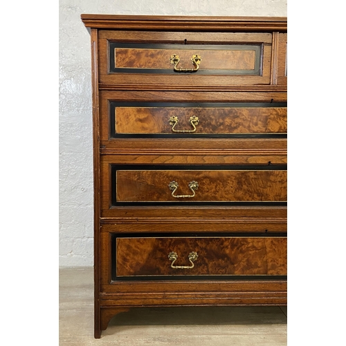 70 - A late 19th century Gillow & Co mahogany and burr walnut chest of drawers - approx. 105.5cm high x 1... 