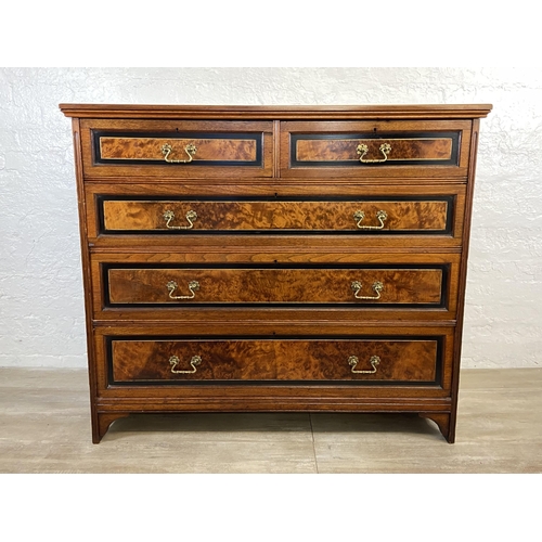 70 - A late 19th century Gillow & Co mahogany and burr walnut chest of drawers - approx. 105.5cm high x 1... 