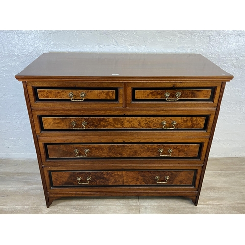 70 - A late 19th century Gillow & Co mahogany and burr walnut chest of drawers - approx. 105.5cm high x 1... 