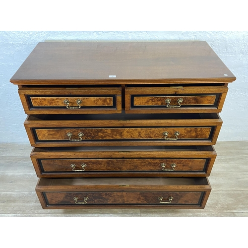 70 - A late 19th century Gillow & Co mahogany and burr walnut chest of drawers - approx. 105.5cm high x 1... 