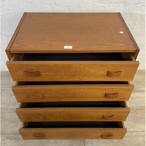 71 - A mid 20th century Danish Domino Mobler teak chest of drawers - approx. 64cm high x 62cm wide x 39cm... 