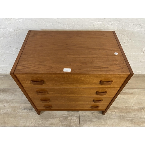 71 - A mid 20th century Danish Domino Mobler teak chest of drawers - approx. 64cm high x 62cm wide x 39cm... 