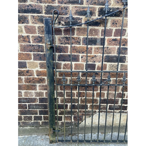 80 - A pair of black painted wrought iron garden gates - approx. 169cm high x 120cm wide