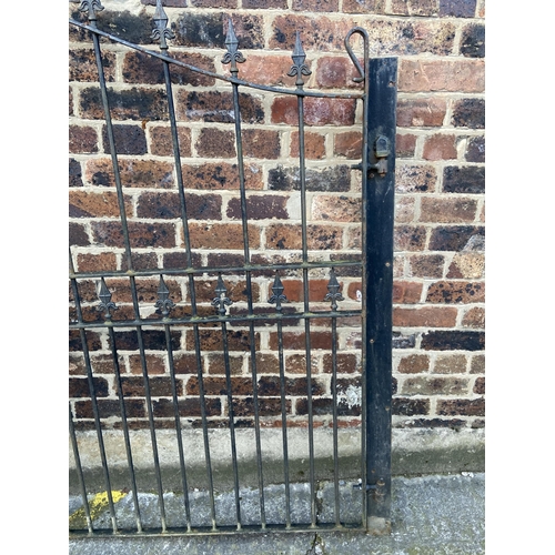 80 - A pair of black painted wrought iron garden gates - approx. 169cm high x 120cm wide