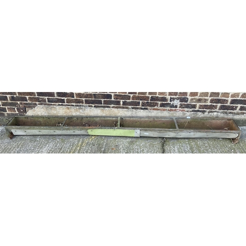 81 - A vintage galvanised feeding trough - approx. 19cm high x 278cm wide x 27cm deep