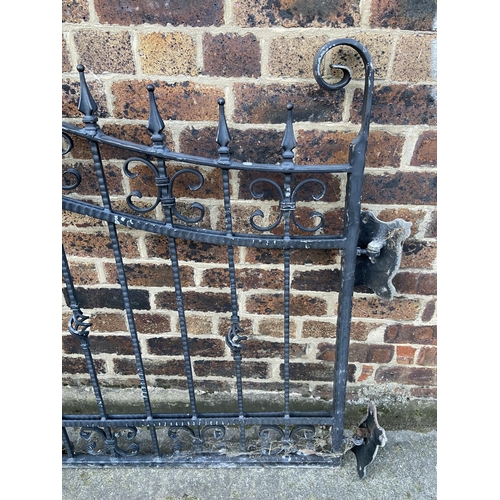 84 - A pair of black painted wrought iron garden gates - approx. 140cm high x 135cm wide