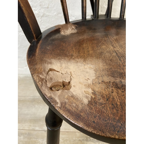 86 - An early 20th century Goldsmith style Windsor oak penny seat armchair - approx. 99cm high x 59cm wid... 